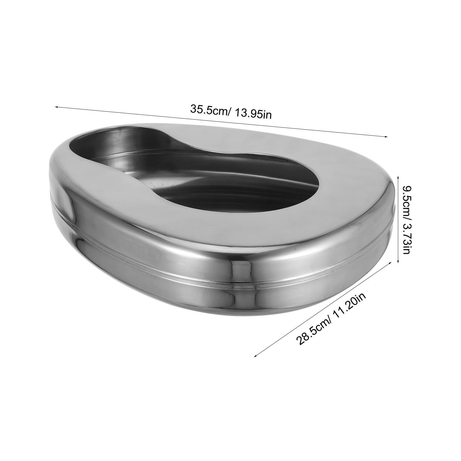 Bacinilla de Cama Portátil de Acero Inoxidable sin Tapa, para Hombres y Mujeres Mayores, Uso Nocturno Ergonómico para Pacientes Postrados en Cama y Cuidado Hogar