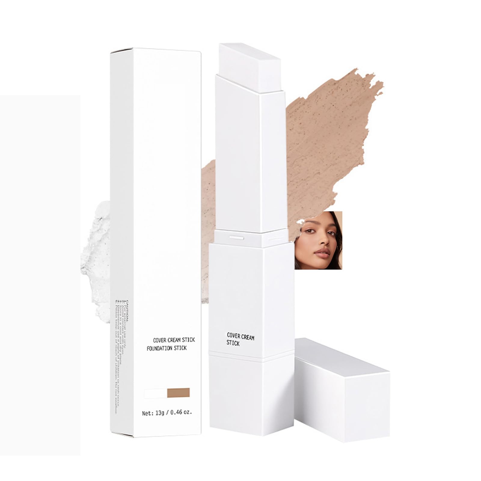 Color-Changing Foundation Stick Dual Head Cover Cream with SoftBrush Medium to Full Coverage Dewy Finish Hydrating Lightweight Blur