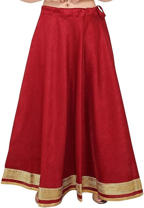 ANANYA FASHION & CRAFTS HUB Solid Readymade Skirt Dupion Beach Wear for Women Maxi Skirt Lehenga with Zari Border Summer Wear