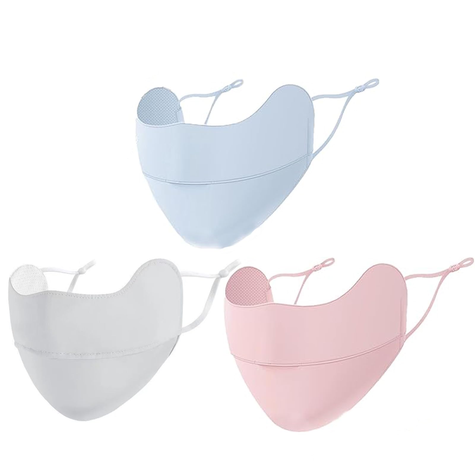 ZKSM 3PCS Sun Protective UV Mask for Women, Washable Reusable Ice-cold Silky UPF 50+blocks 98% of UVA/UVB Rays