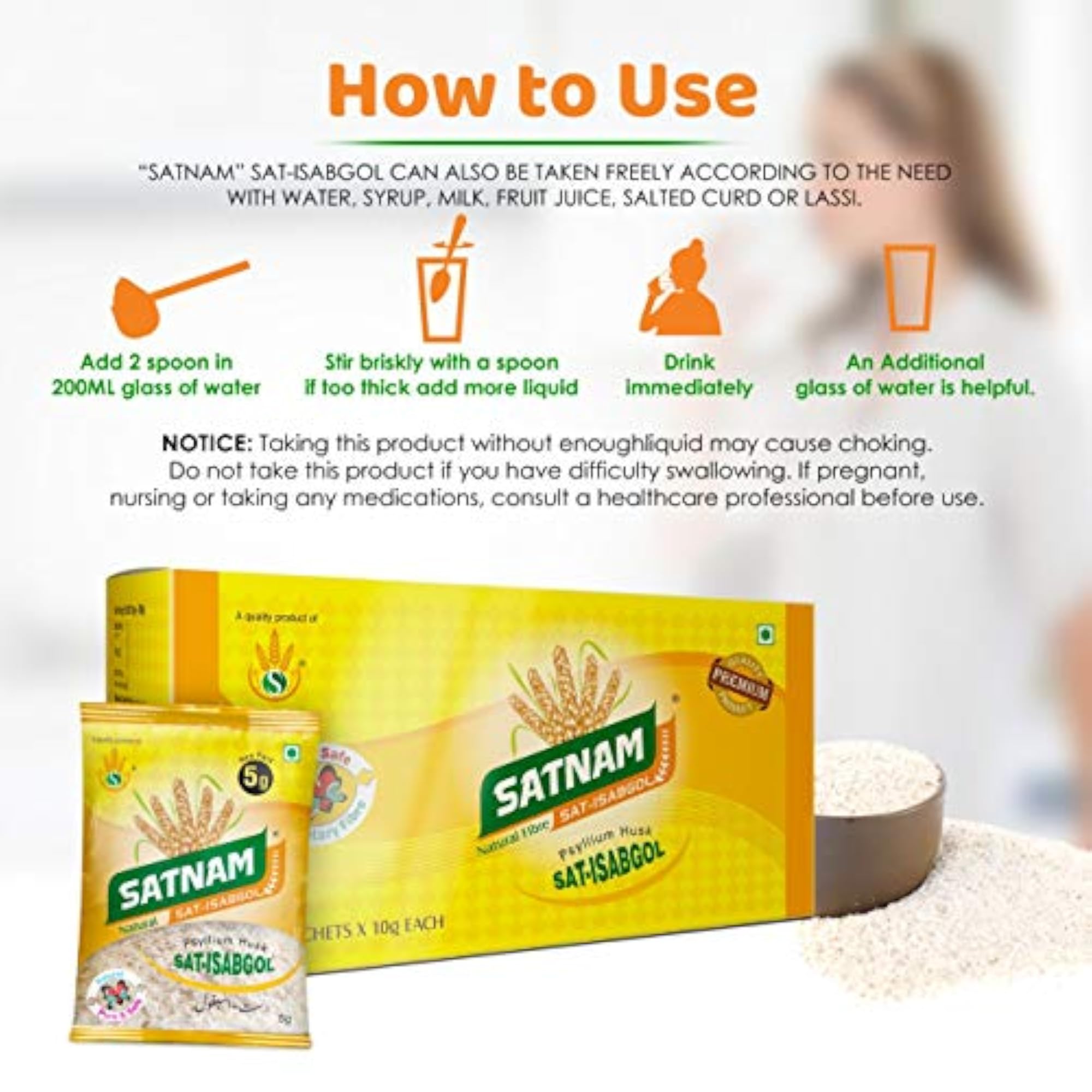SATNAM Sat-Isabgol Psyllium Husk - 250g Box