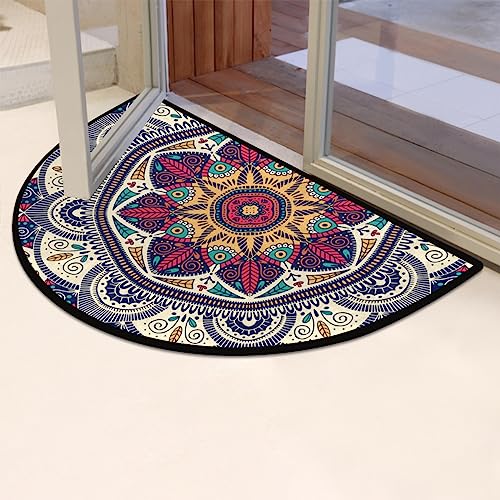 Folk-Custom Door Mat Entryway Rug Half Round Kitchen Mat Non-Slip Entrance Way Rug Front Half Circle Rugs For Kitchen, Shower Room, Bedroom,Living Room 36 * 24In #TOP1