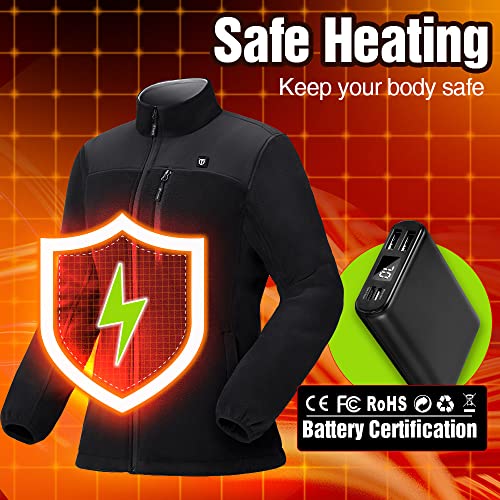 TIDEWE Women’s Heated Jacket Fleece with Battery Pack, Rechargeable Coat for Hunting (Black, Camo, Size S-XXL)3