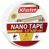 XFasten Reusable Double-Sided Nano Tape, 1.5-Inch x 20 Feet, Clear, Movable and Washable Double-Sided Gel Mat Grip Adhesive Putty Brick Tape | Bathroom, Kitchen Silicone Grip Nano Mounting Tape