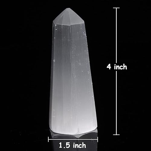 Miniatura 9 de JIC Gem Lámpara de selenita USB con forma de hongo blanco, pequeña lámpara de cristal de selenita de 3,1 pulgadas con base de soporte de luz de