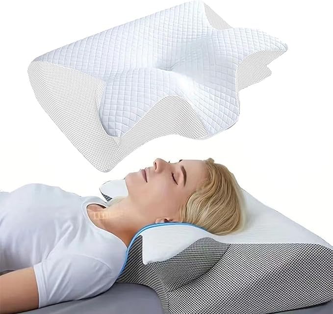Almohada, AlmohadaCervical Memory Foam Ergonómico, Contorno de enfriamiento Ajustable for Personas Que Duermen Lado, Boca Arriba y Abajo(White)
