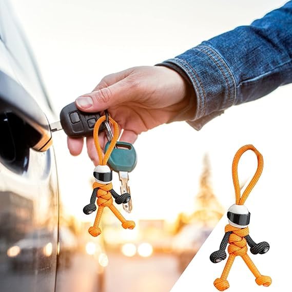 Image of F1 Keychain, Smiley Face Paracord Keychain for Men, Nice F1 Gifts for Racing Enthusiasts, Durable Keychain for Everyday Use, Unique Racing Car Accessories