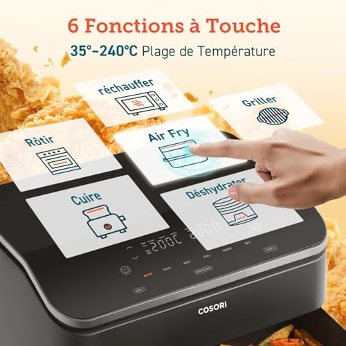 COSORI TwinFry Hot Air Fryer 10L Airfryer, Dual Blaze Hot Air Fryer, 2 Chambers with Removable Separator, 45% Energy Saving, 70 Exclusive Online Recipes, WiFi Connected, 6-in-1 - 9