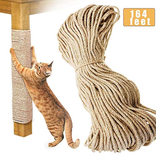 164 Ft X 10 Mm Natural Jute Twine, 3/8” Heavy Duty Hemp Rope, Best Jute Rope Cat Scratch Scratcher And Decoration, Strong Burlap Cord For Diy Crafts Gardening Hammock Home Decorating Gift Wrapping #TOP4