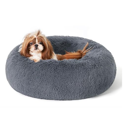 LAIZIHUI Cuccia per Cani, Cuccia Gatto,Lettino per Animali Domestici a Ciambella, Morbido e Confortevole Letto per Cani a Pelo Lungo. (60CM, Grigio scuro)