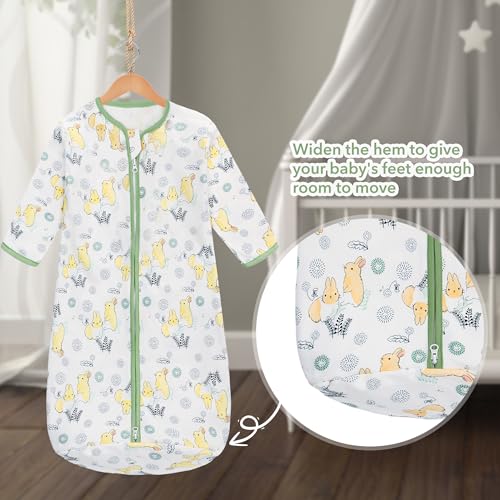 Image of Miracle Baby Long Sleeve Sleep Sack 2-Pack, 100% Cotton Wearable Blanket Baby Sleeping Bag for Newborn Infant Toddler
