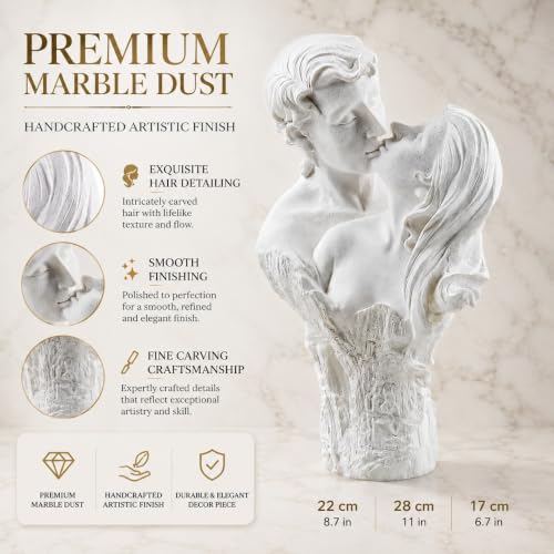Image of ARMONIA Romantic Couple Sculpture, White Marble Finish, Premium Glitter Design,| Showpiece Figurine Idol for Home Decor Gift,New Year Gift,Christmas Decoration & Housewarming