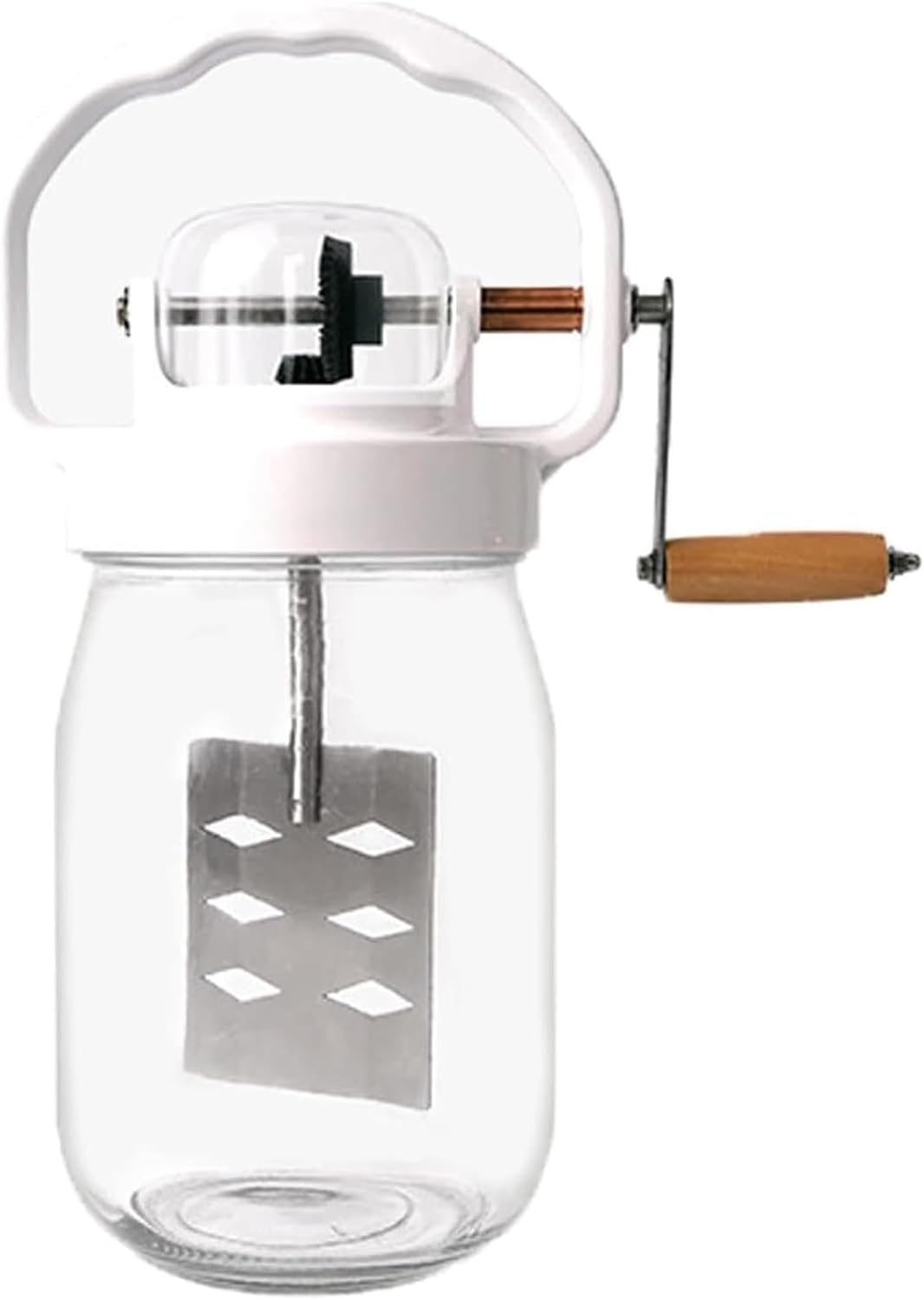 Manual Butter Maker, Butter Paddle, Hand Crank Butter Churner, Stainless Steel, Capacity 1500 Ml, Glass, Easy to Disassemble & Washable, for Home, Kitchen, Baking