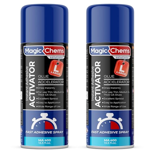 CA Glue Accelerator Spray (2 x 13.5 fl oz), Cyanoacrylate Super Glue Accelerator Spray, Adhesive Activator, CA Glue Activator (2 Pack)