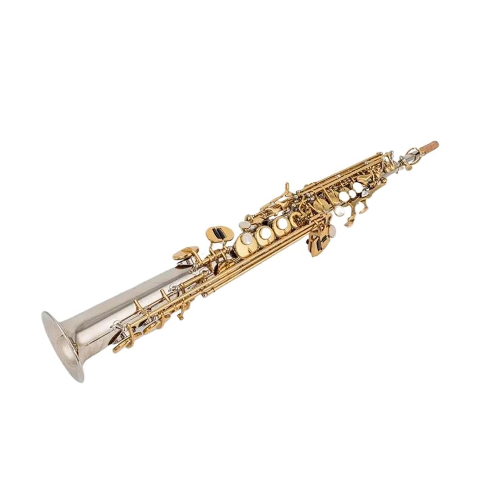 Saxofón Saxofón Soprano Llave Dorada Plateada Con Estuche Saxofón Soprano Boquilla Cañas Cuello (Color : Leather bag)