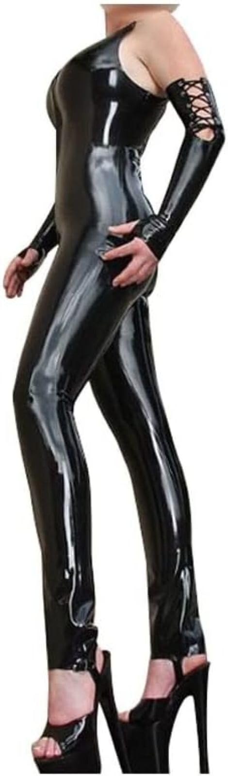 Combinaison Catsuit En Latex Pour Femmes, Costume Fétichiste Noir Sexy Avec Fermeture Éclair Sur Le Devant Sous L'entrejambe Pour Adulte, Combinaison Plus,Personnaliser,XXL
