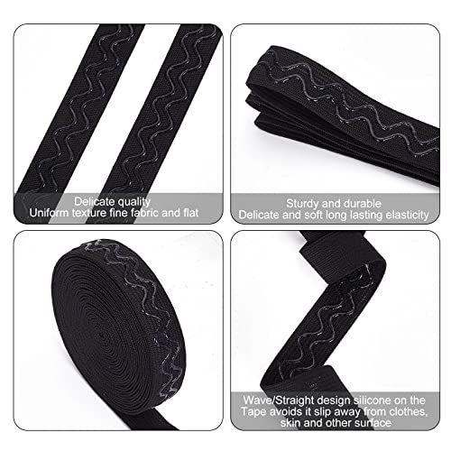 GORGECRAFT 10 Yards Black Non-slip Silicone Elastic Gripper Band 0.8 Inch 20mm Wave Gripper Tape Webbing Stretchy Strap Spool Wavy Band Roll Ribbon Flat Waistband for Clothing Garment Shorts Project - Image 4