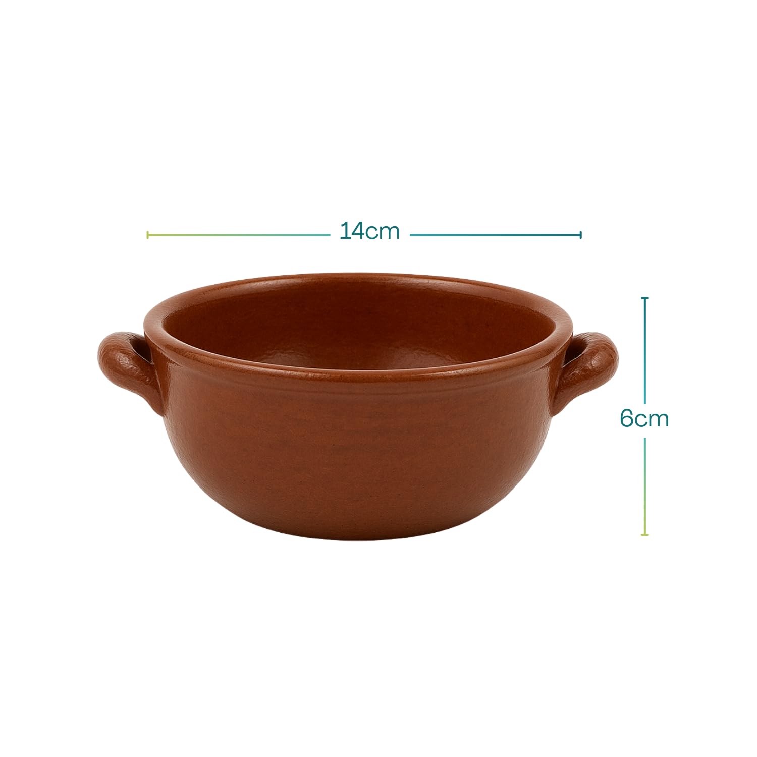 Virsus 6 Tegamini Coccio Monoporzione, Misura 14x6 cm, Terrine adatti al Forno, Ciotole in Terracotta con maniglie, per Gnocchi, Fusilli, Lasagne, Parmigiana, Pasta al Forno, Made in Italy