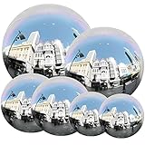 6Pcs Stainless Steel Gazing Balls E-Buying Silver Mirror Polished Hollow Gazing Globe Reflective Garden Sphere for Home Ornament Decoration, 6pcs(1x6in+1x4in+2x3in+2x2in)