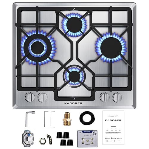 24-inch Gas Cooktop with 4 Burners and Stainless Steel