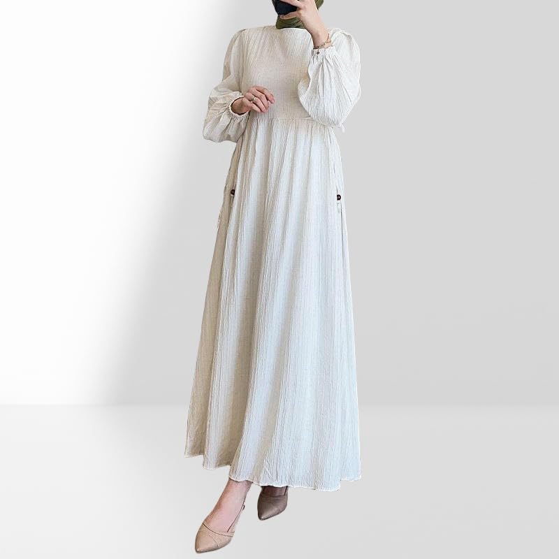 Robe longue musulmane de qualité supérieure avec manches lanternes - 6