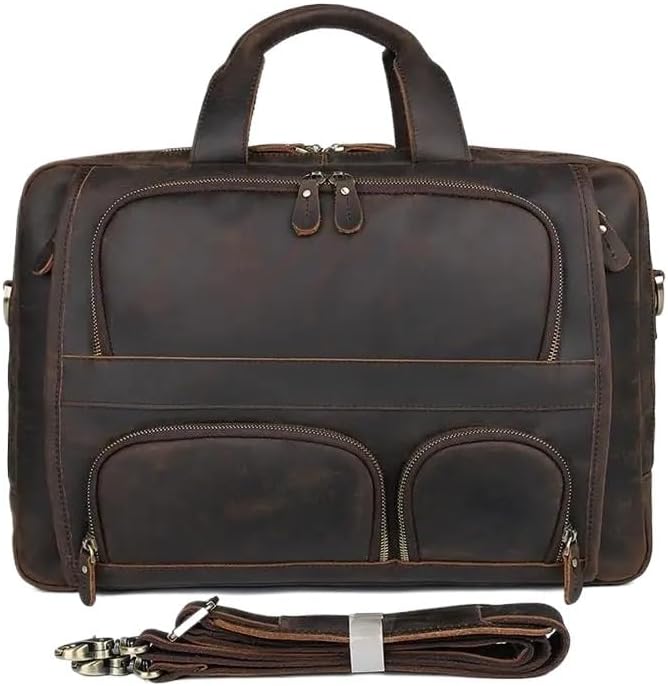 Compatible For Vintage Designer Men Briefcase Laptop Bag Leather Male Business Handbags Thick Cowksin