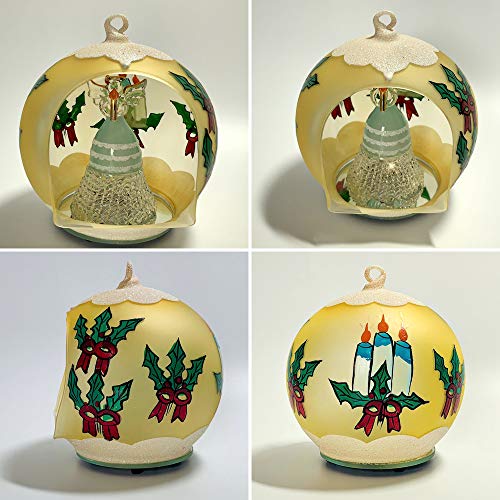 Led Angel Christmas Ornament - Hand Painted Glass Ball Ornament With Color Changing Lights - Holiday Angel Holding A Candle - 4" D #TOP1