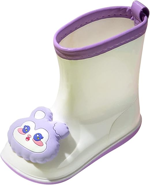 NOAGENJT Girls Boys Waterproof Non-Slip Kids Cartoon Rain Boots Child Shoes Wellies Unisex Children Soft Bottom Rain Boots