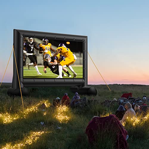 Outdoor Inflatable Projector Screen 14 Feet Blow Up Movie Screen With Fast Low-Noise Air Blower Support Front & Rear Projection For Home Theater Backyard Movie Night Barbecue Pool Party #TOP6