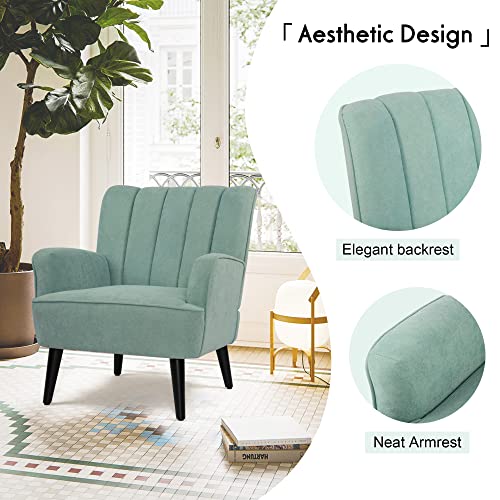 LSSPAID-Accent-Chairs-Fabric-Upholstered-Armchairs-Mid-Century-Modern-Accent-Chair-Wooden-Living-Room-Chairs-Green-Set-of-1 LSSPAID Accent Chairs Fabric Upholstered Armchairs Mid Century Modern Accent Chair Wooden Living Room Chairs Green Set of 1
