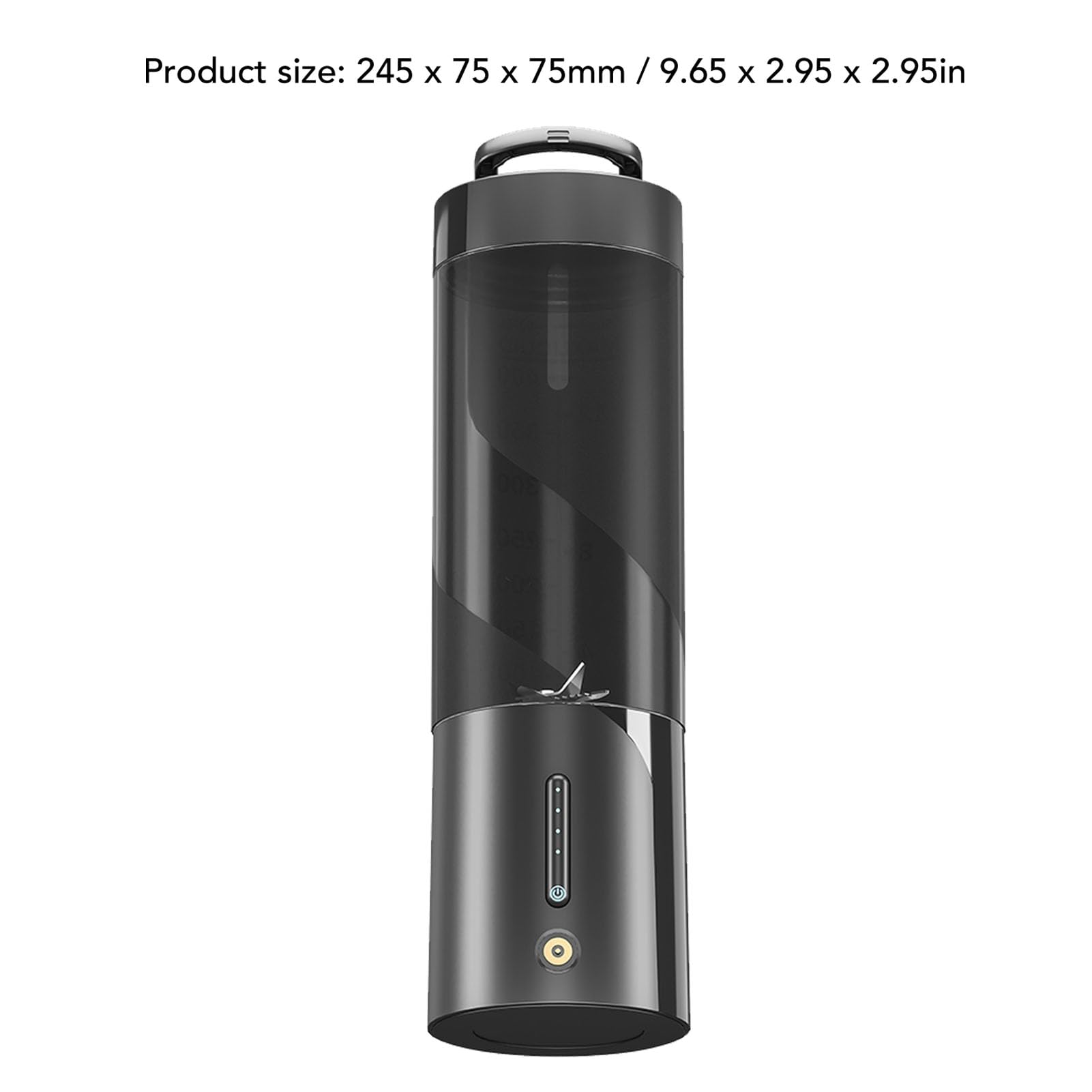 Licuadora portátil, capacidad de 450 ml, licuadora de tamaño personal de 15 W con carga magnética, vaso exprimidor eléctrico de 6 cuchillas para deportes, viajes, gimnasio, al aire libre (negro)