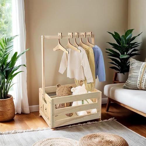Hamper à linge tressé paniers de jouets bébé avec 5 cintres