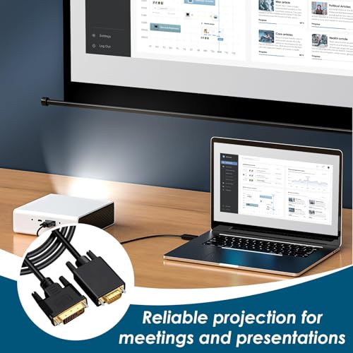 DVI to VGA Cable 1.8M, Male to Male Gold-Plated Braided Projection Converter 24+1 Pin 1080P PC Monitor Active DVI-D to VGA Cables Compatible with Laptops/Monitors/Projectors/Hdtvs/Graphics Cards - Image 4