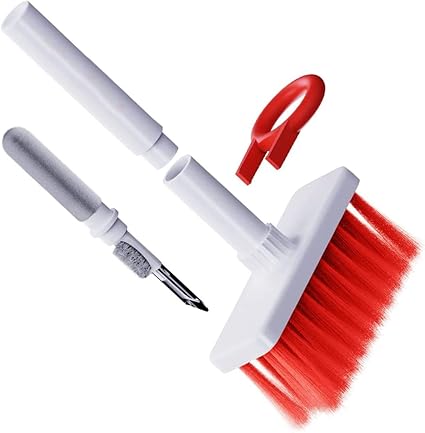 Shopeum Soft Gadget Cleaning Brush for Keyboard Keys Puller and Earphone Multi-Function Brushes Flocking Sponge & Metal Pen Cleaning Brush Kit Bluetooth Earbud 5-in-1 Computer Corner