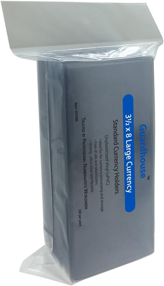 Guardhouse Currency Sleeves for Large Banknotes 100 Pack
