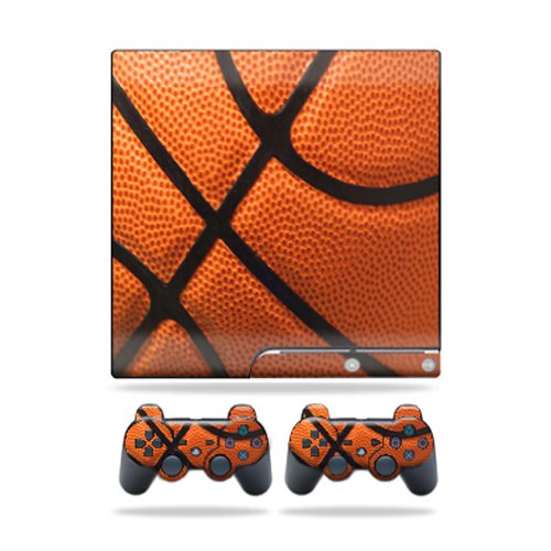 MightySkins Skin Compatible with Sony Playstation 3 PS3 Slim Skins + 2 Controller Skins Sticker Basketball