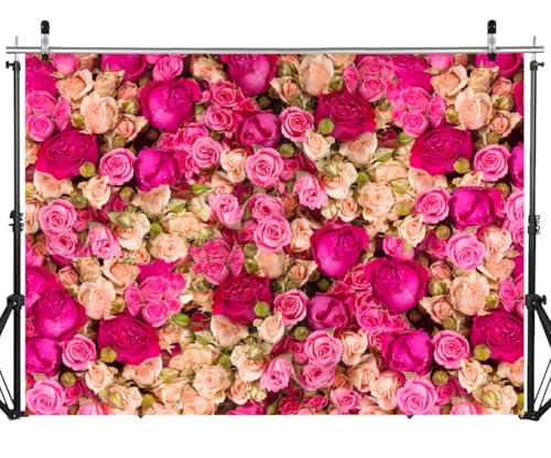 Fondo fotográfico rosa 8x6 ft con rosas rojo miniatura 1