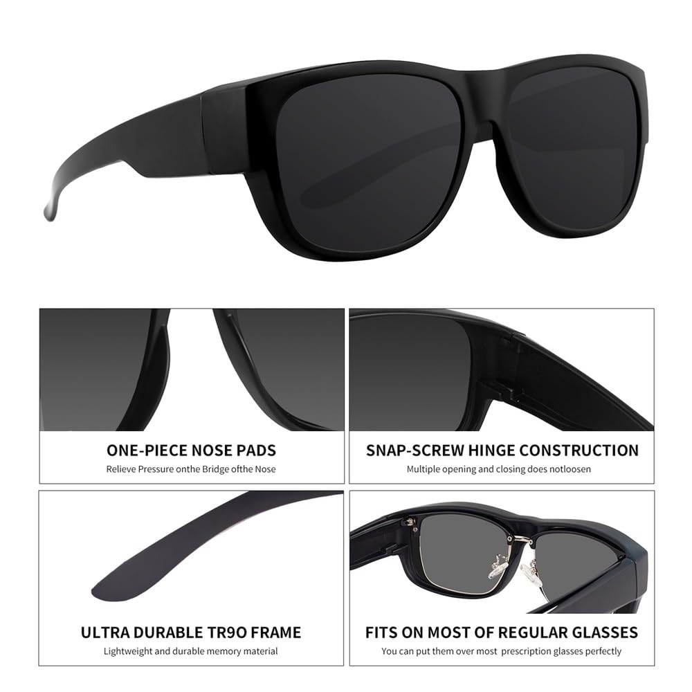 Lunettes de soleil polarisées pour hommes et femmes, adaptées aux lunettes de soleil enveloppantes, lentilles de sol pour femmes et hommes UV400
