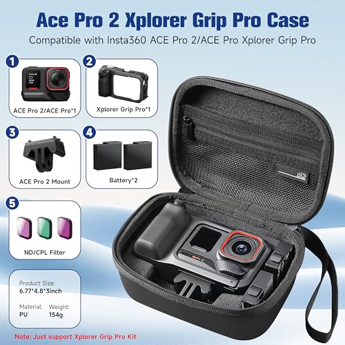 Estuche rígido portátil para Insta360 Ace Pro 2 Xplore Grip Pro miniatura 2