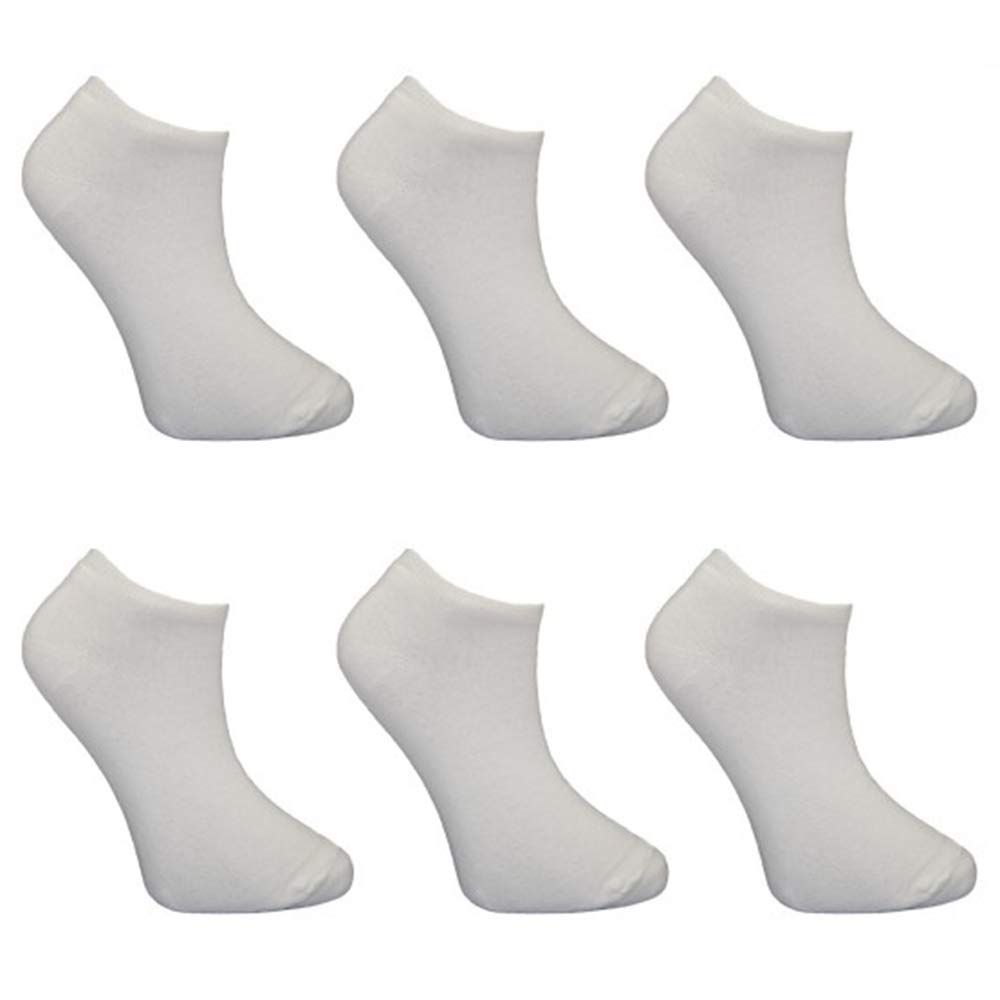 Britwear 6 x Children Kids Bamboo Trainer Socks Colour:White Size:9-12