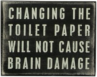 Primitives by Kathy 17387 Classic Box Sign, 5 x 4-Inches, Changing The Toilet