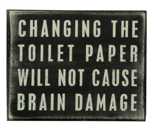 Primitives by Kathy 17387 Classic Box Sign, 5 x 4-Inches, Changing The Toilet