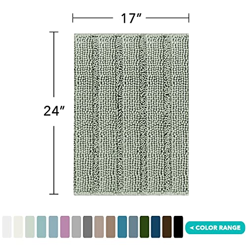 Turquoize Luxury Chenille Bath Rug For Bathroom Rugs Extra Absorbent Bath Mat Non Slip Microfiber Shower Rug For Bathroom Microfiber Shaggy Carpet Rug Size, 17"X 24", Sage #TOP4