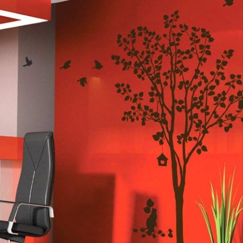 Reusable Decoration Wall Sticker Decal Ginkgo Trees 82cm120cm(grey) Tools & Home