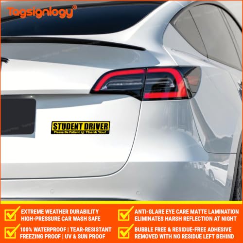Image of Anti-Glare Student Driver Please Be Patient for Car Bumper Sticker (2 Pack)