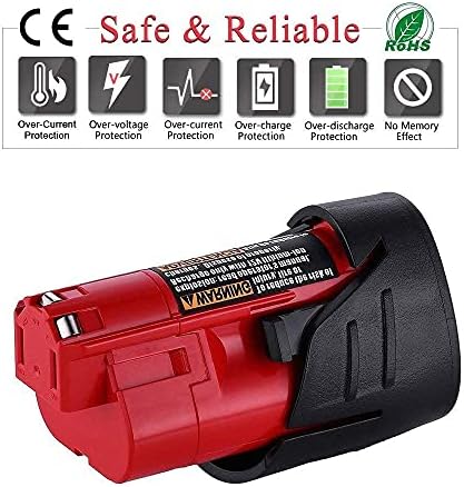 Geelink 2 Pack 12V Replacement Milwaukee 12v Battery 3.0Ah for Milwaukee M12B2 M12 Xc 48-11-2430 48-11-2420 48-11-2411 48-11-2401 48-11-2402 12 Volt M12 Cordless Tools Batteries
