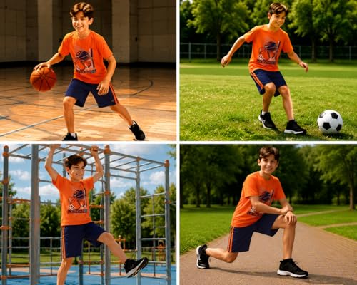 Image of Pro Athlete Active Boys Short Sets - 3 Piece Performance Short Sleeve T-Shirt and Dry Fit Shorts - Boys Athletic Sets (8-16)