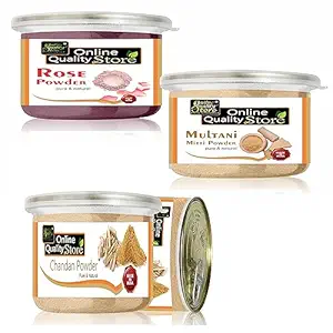 Online Quality Store Chandan Powder +Rose Powder +Multani Mitti Powder |sandalwood powder |chandan for pooja,face,facepack,pooja tilak,laddu gopal |rose powder for face |,Fuller's Earth , Bentonite Cl