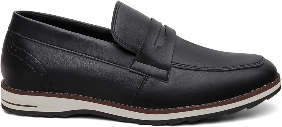 Sapato Social Masculino Oxford Mocassim Vicerinne Preto Sem Cadarços Elegante Homem Urbano Casual Slip On