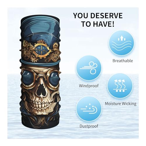 Balaclava Vintage Steampunk Oro con Diseño de Calavera para Mujer y Hombre, Mascarilla de Cuello Elástica Transpirable, Ideal para Motocicleta, Ciclismo, Esquí y Fiesta, Blanco miniatura 5